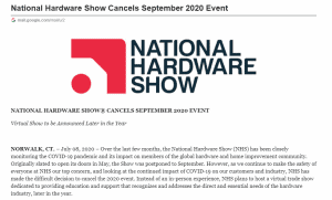National Hardware Show Canceled
